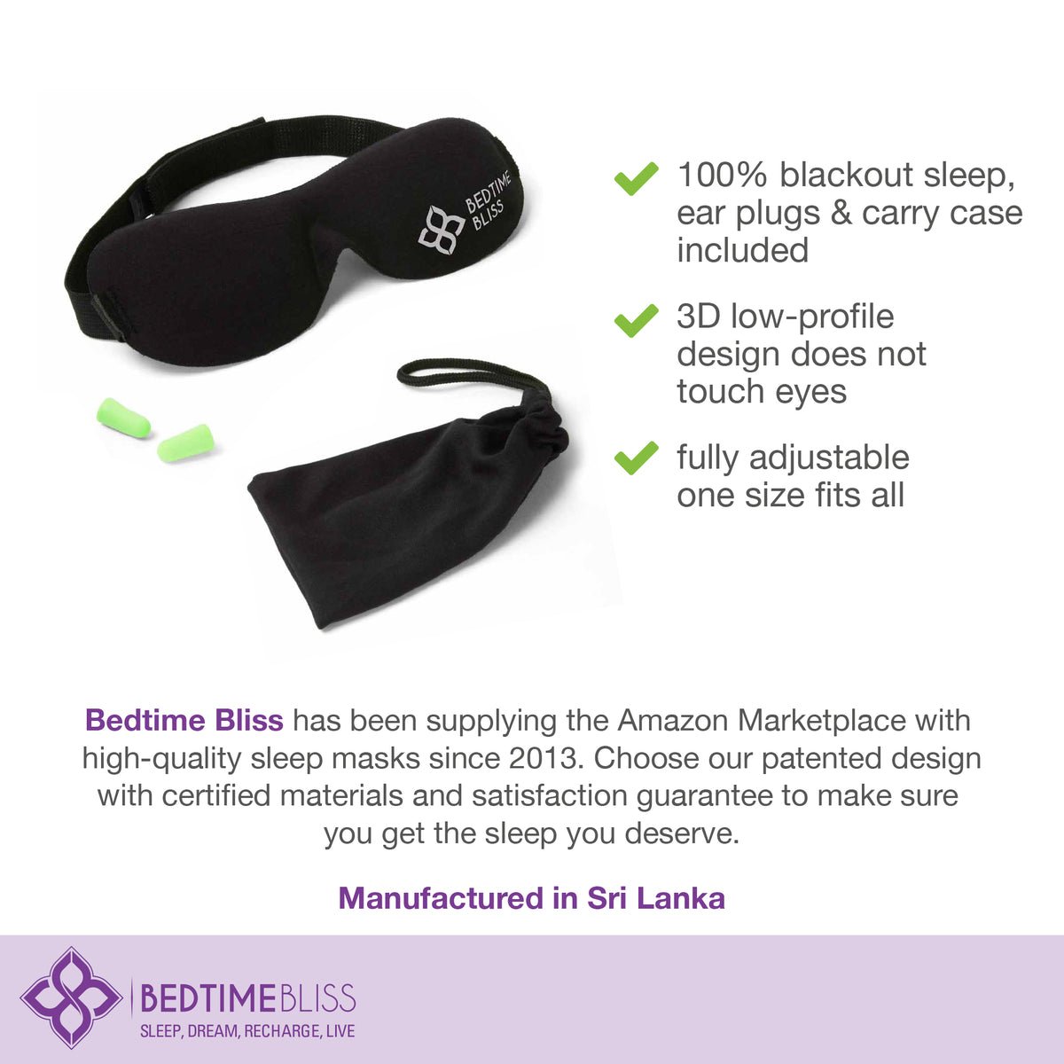 Eye Mask for Sleeping | Sleep Mask Men/Women Better Than Silk Our Luxury Blackout Contoured Eye Masks are Comfortable - This Sleeping mask Set Includes Carry Pouch and Ear Plugs